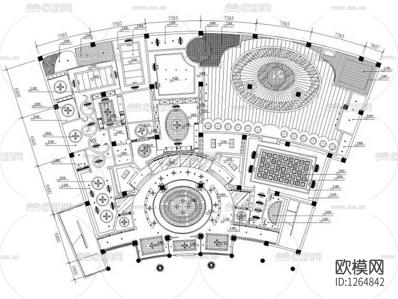 酒店水疗中心cad施工图下载（渲染图1）