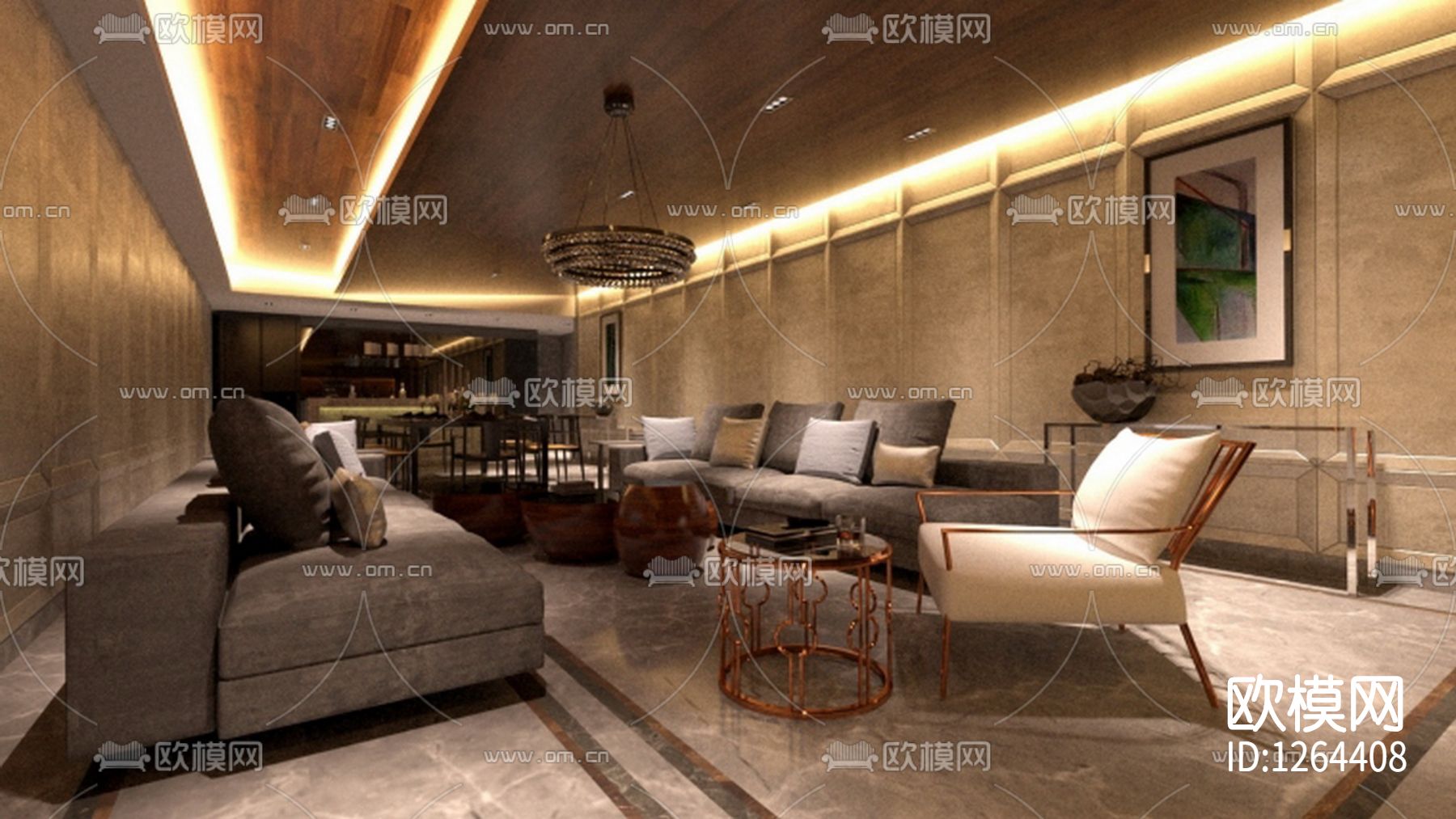 会所cad施工图下载（渲染图4）