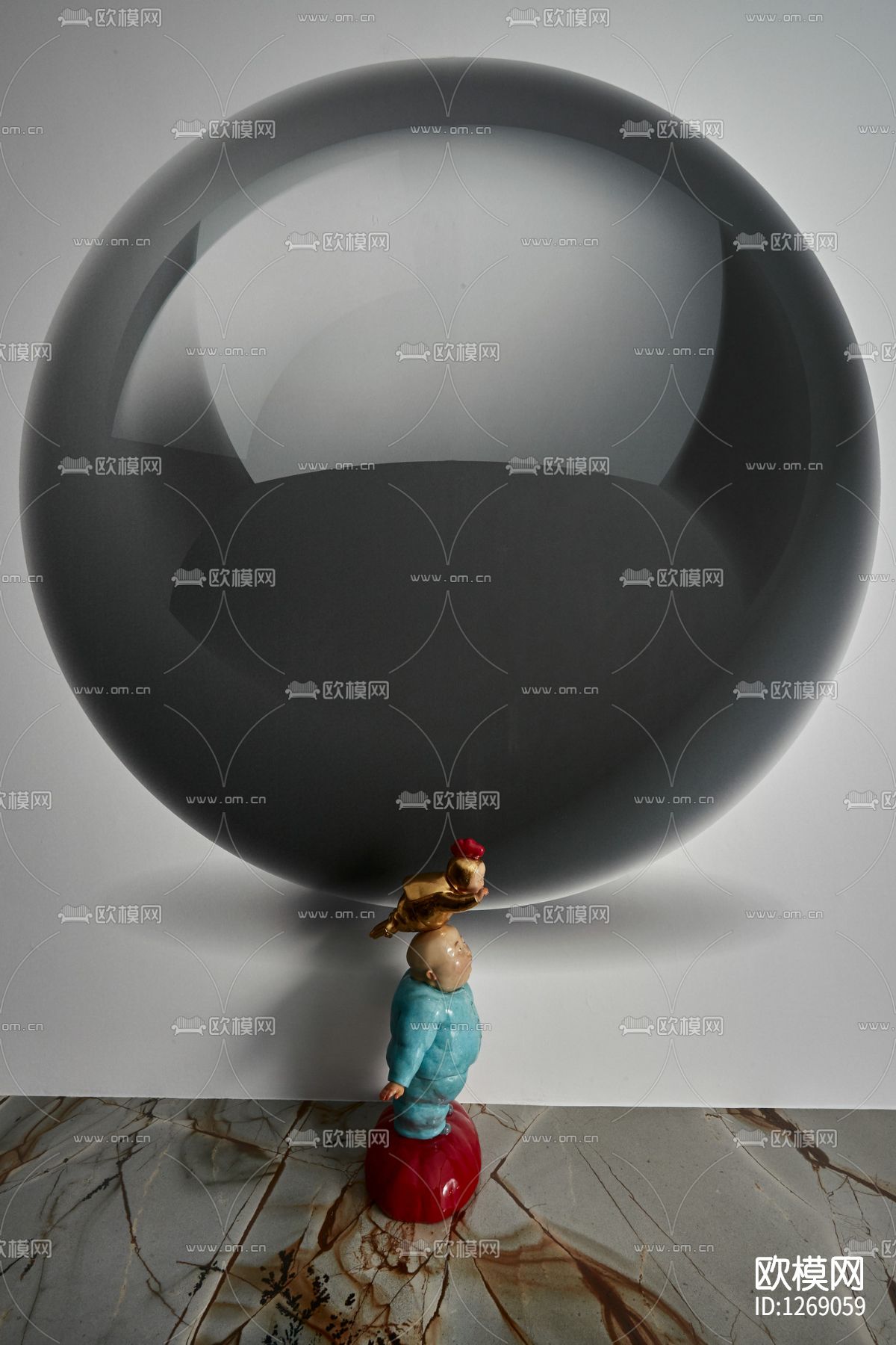 黑白灰客厅cad施工图下载（渲染图5）