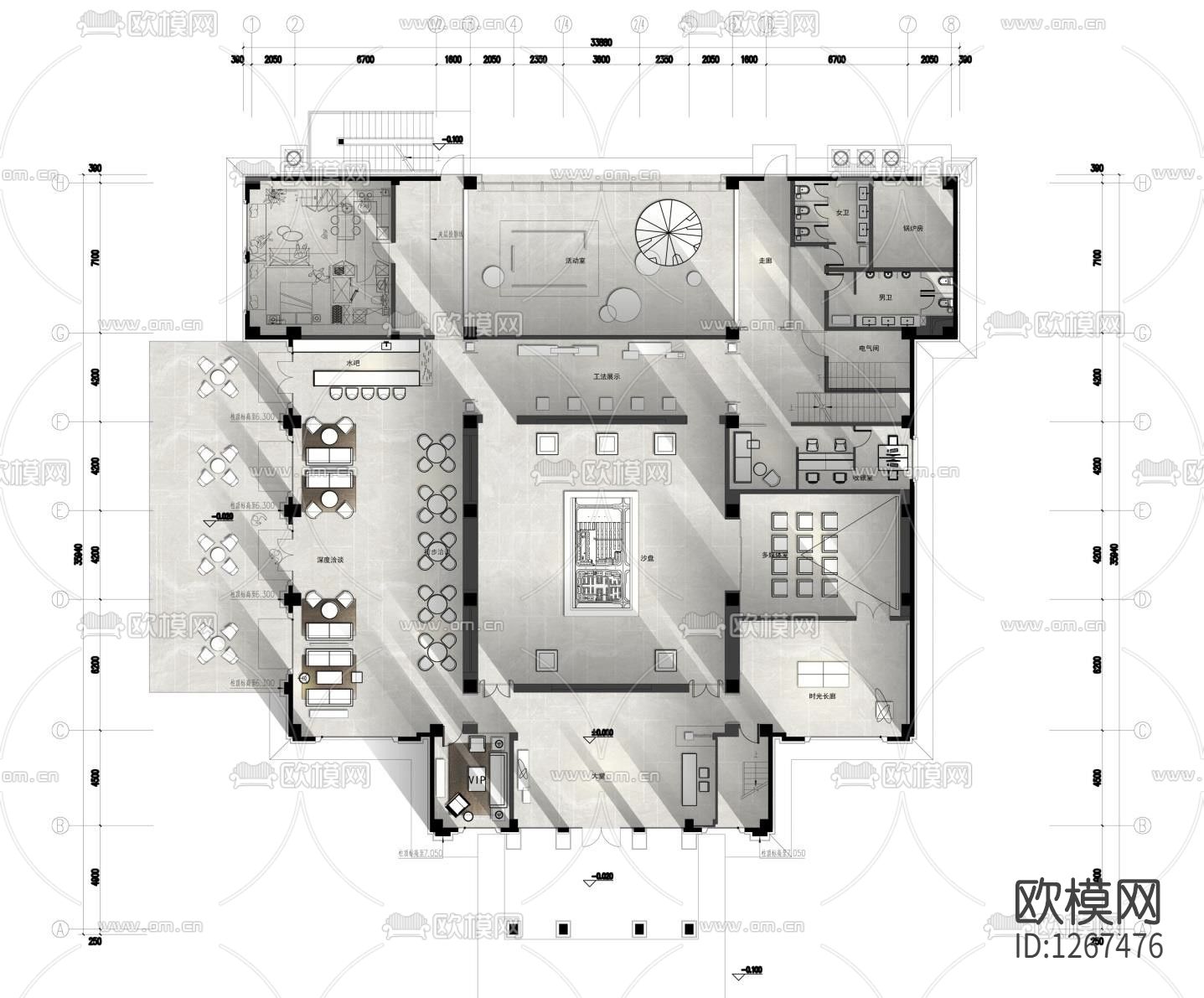 现代售楼处cad施工图下载（渲染图6）