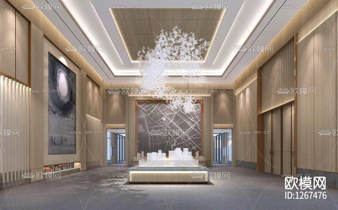 现代售楼处cad施工图下载（渲染图1）