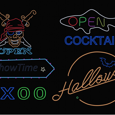  现代霓虹灯su模型 