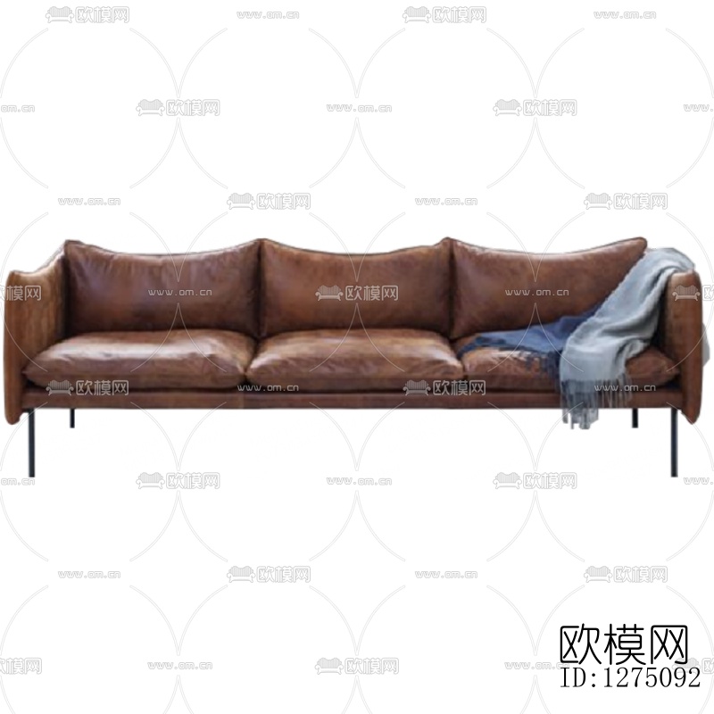 现代皮革三人沙发