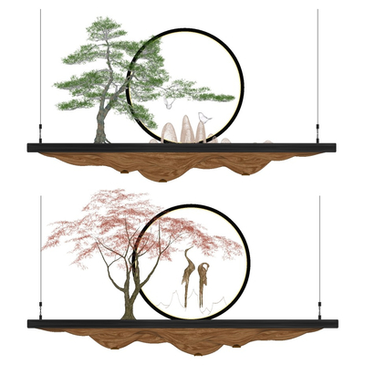  新中式金属装饰灯su模型 