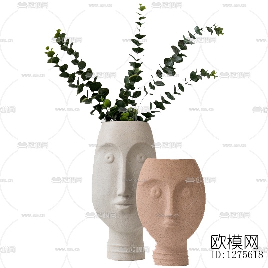 北欧陶土人像花瓶下载