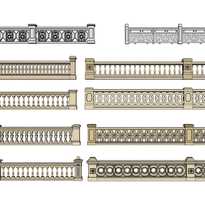 现代桥梁护栏su模型