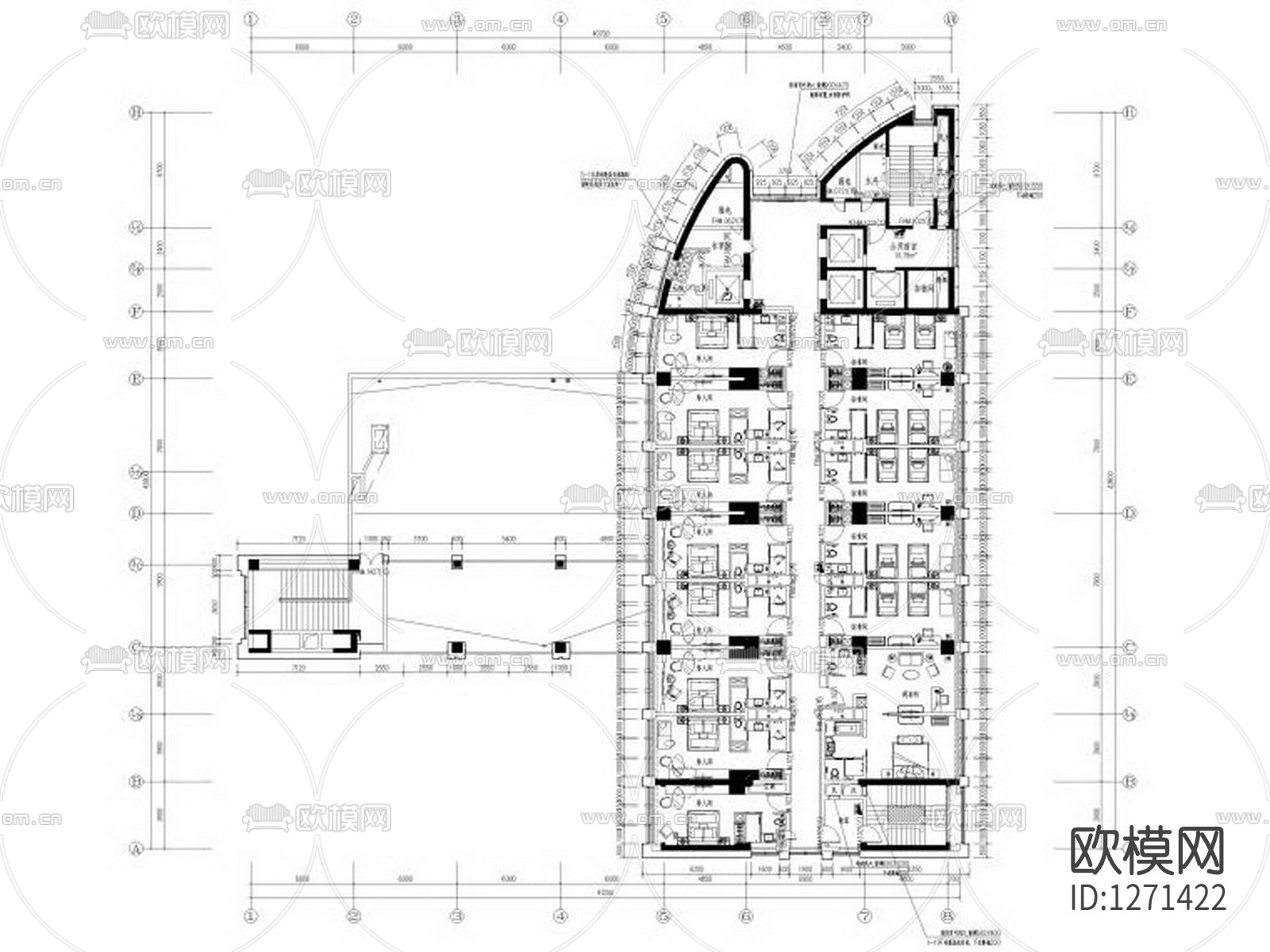 重庆大学十九层大楼cad施工图