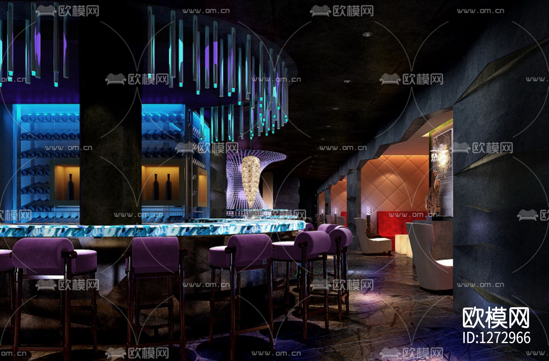 酒吧室内装修cad施工图下载（渲染图7）
