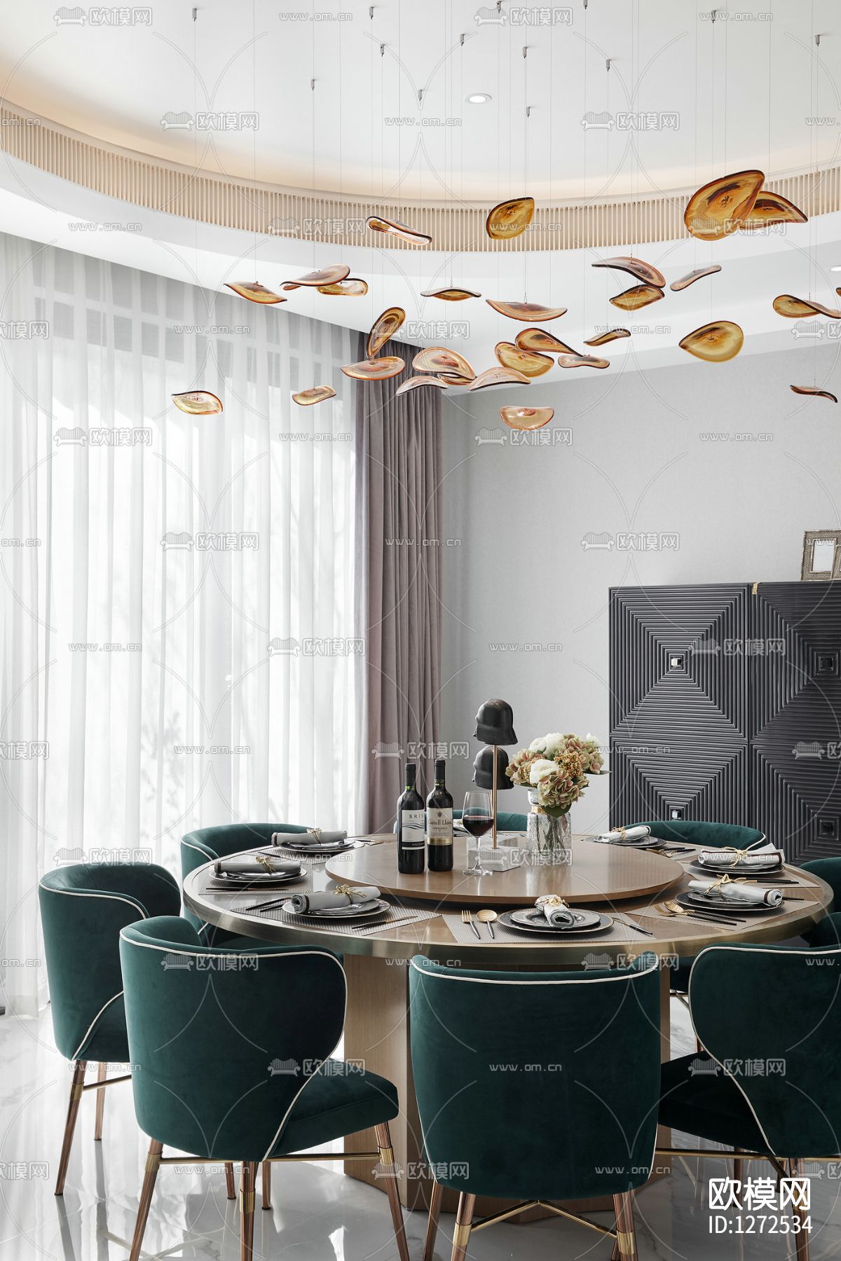 伍重院简约样板间cad施工图下载（渲染图8）