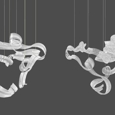  现代异形透明玻璃水晶装饰灯su模型 