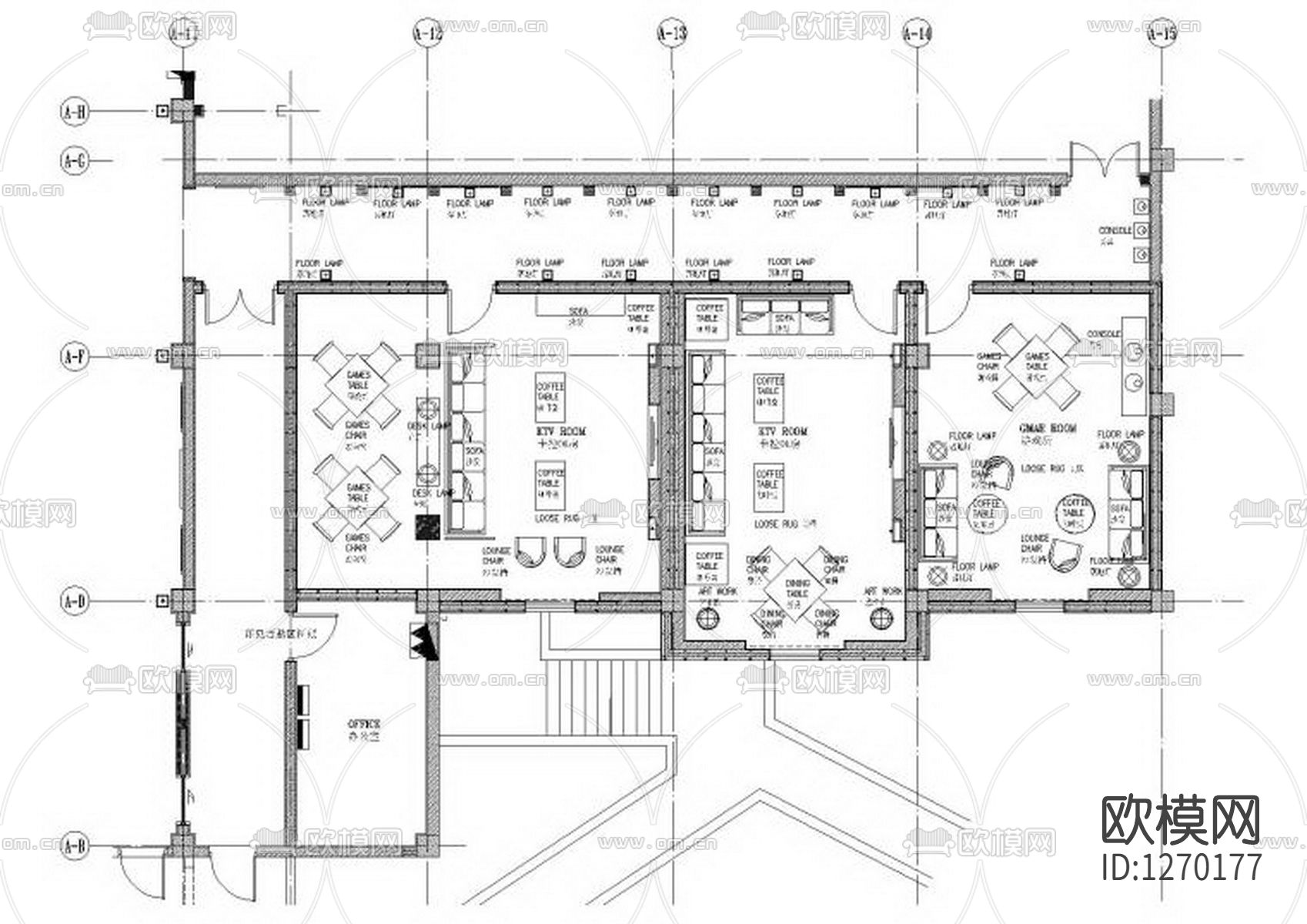 黄山悦榕庄度假酒店KTV会所cad施工图下载（渲染图1）