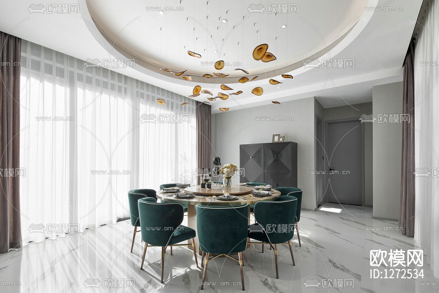 伍重院简约样板间cad施工图下载（渲染图5）