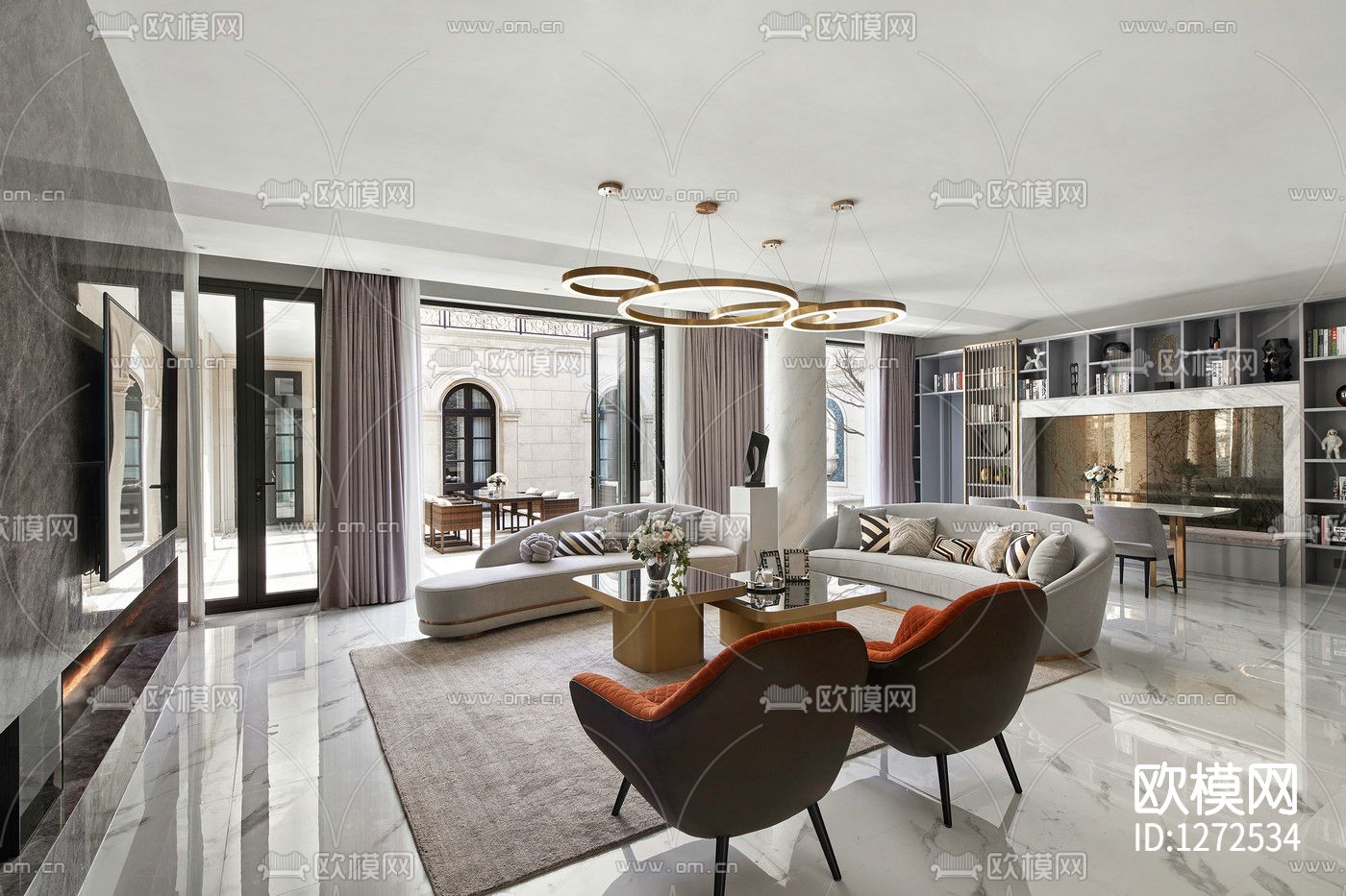 伍重院简约样板间cad施工图下载（渲染图9）