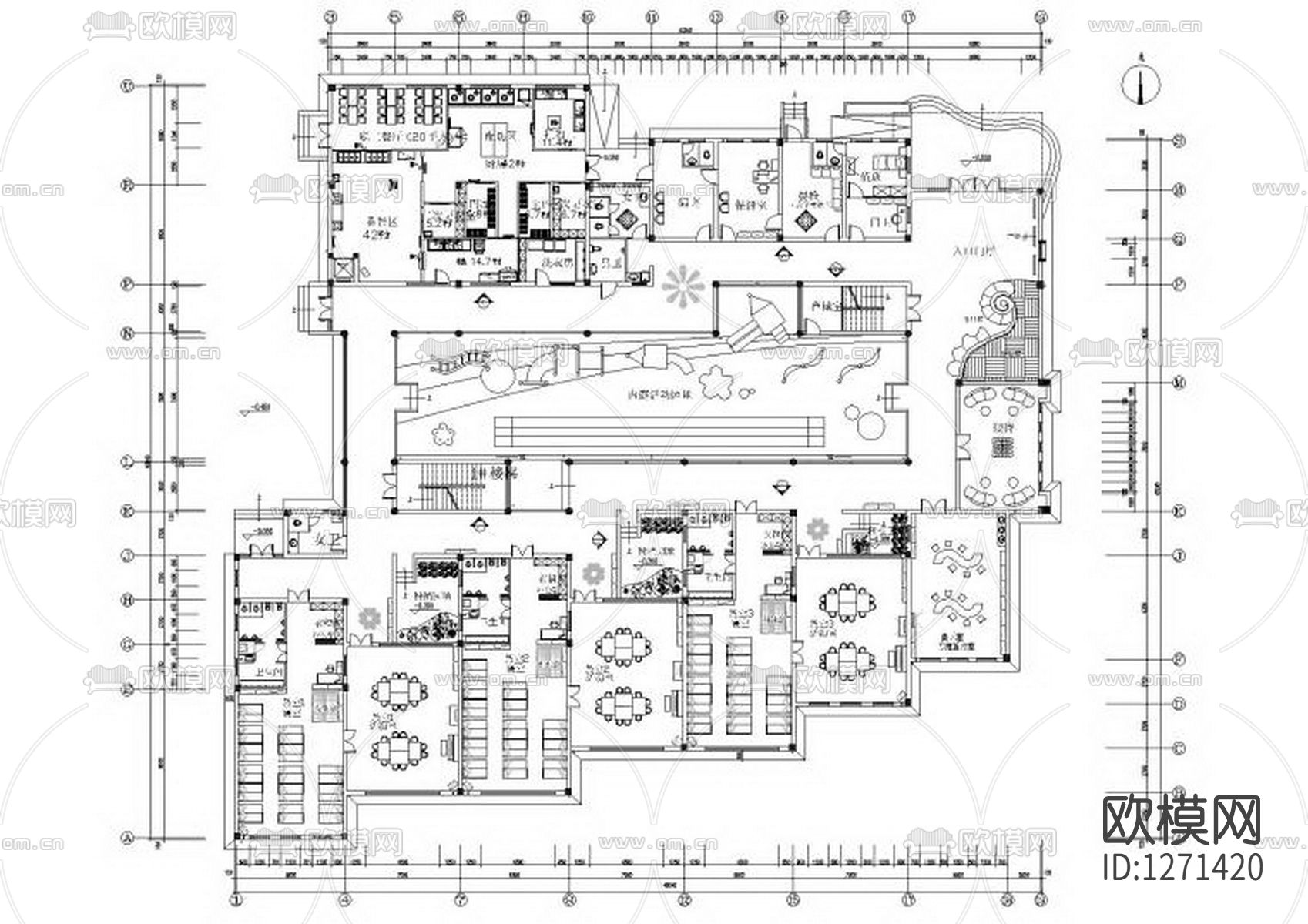 幼儿园设计cad施工图下载（渲染图2）