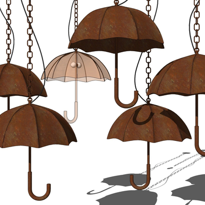  工业风伞形装饰吊灯su模型 