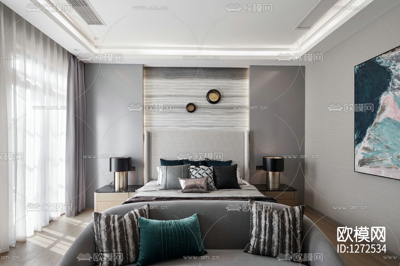 伍重院简约样板间cad施工图下载（渲染图6）