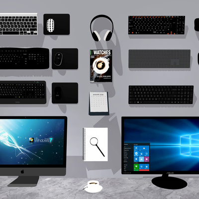  现代电脑键盘鼠标su模型 