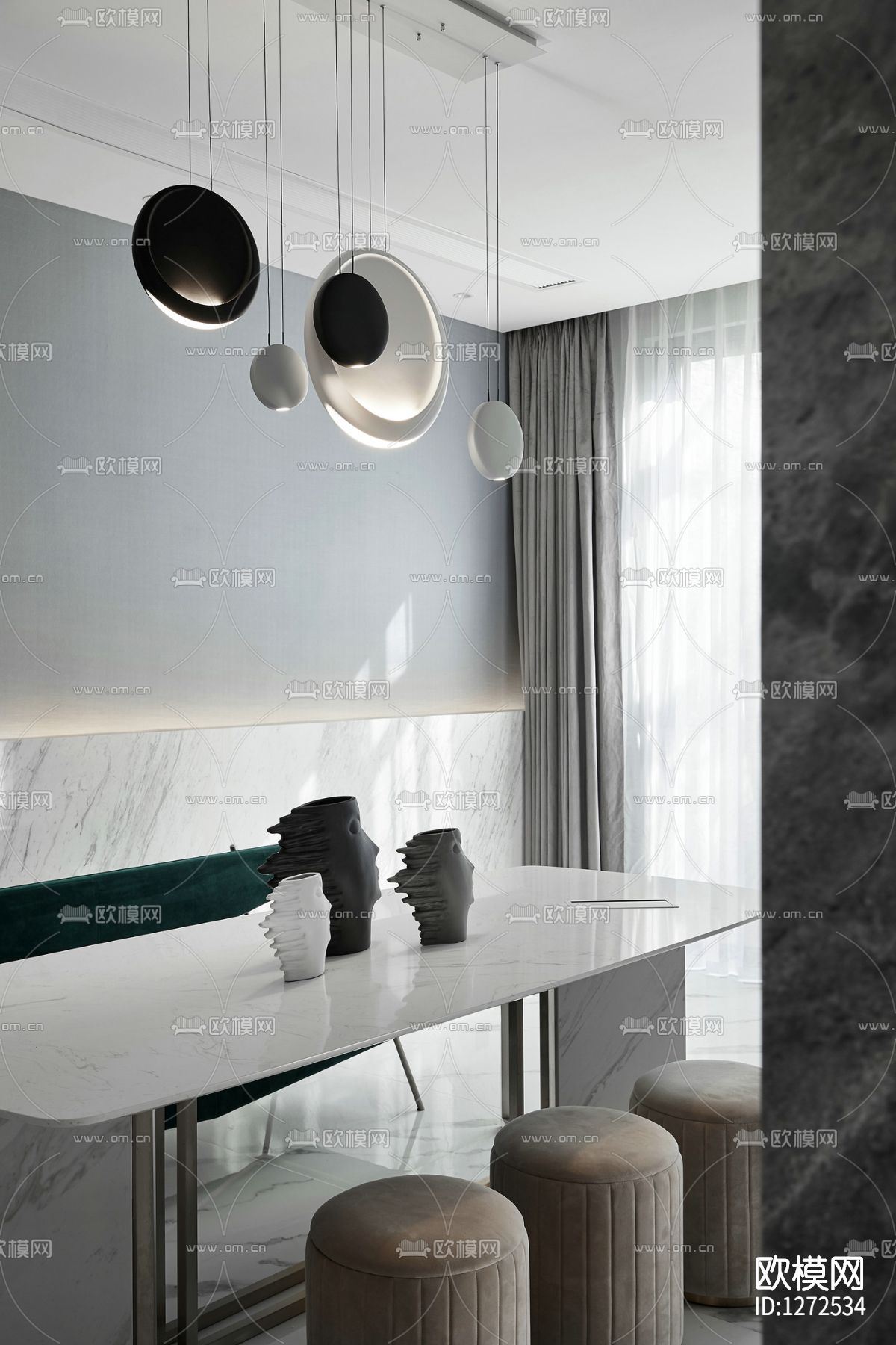 伍重院简约样板间cad施工图下载（渲染图7）