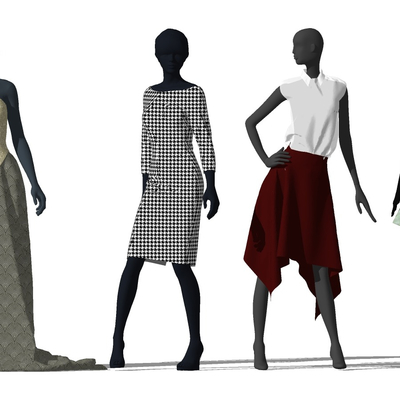  现代服装模特su模型 