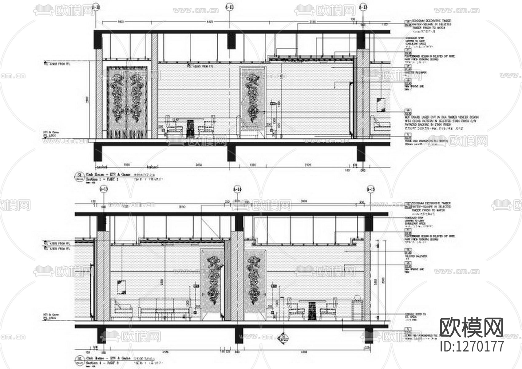 黄山悦榕庄度假酒店KTV会所cad施工图下载（渲染图5）