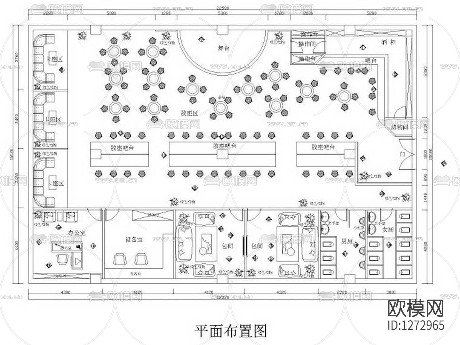 现代酒吧cad施工图下载（渲染图1）