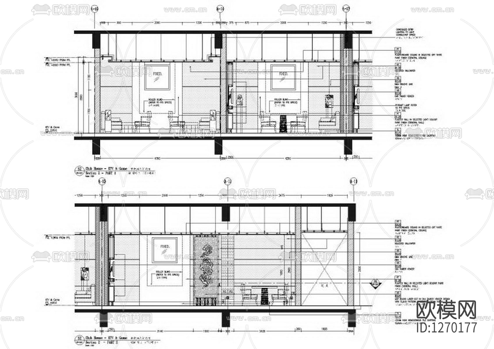 黄山悦榕庄度假酒店KTV会所cad施工图下载（渲染图8）