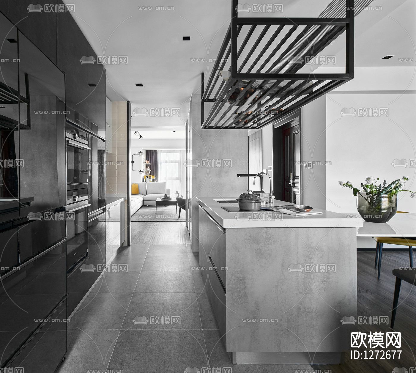 现代简约住宅cad施工图下载（渲染图5）