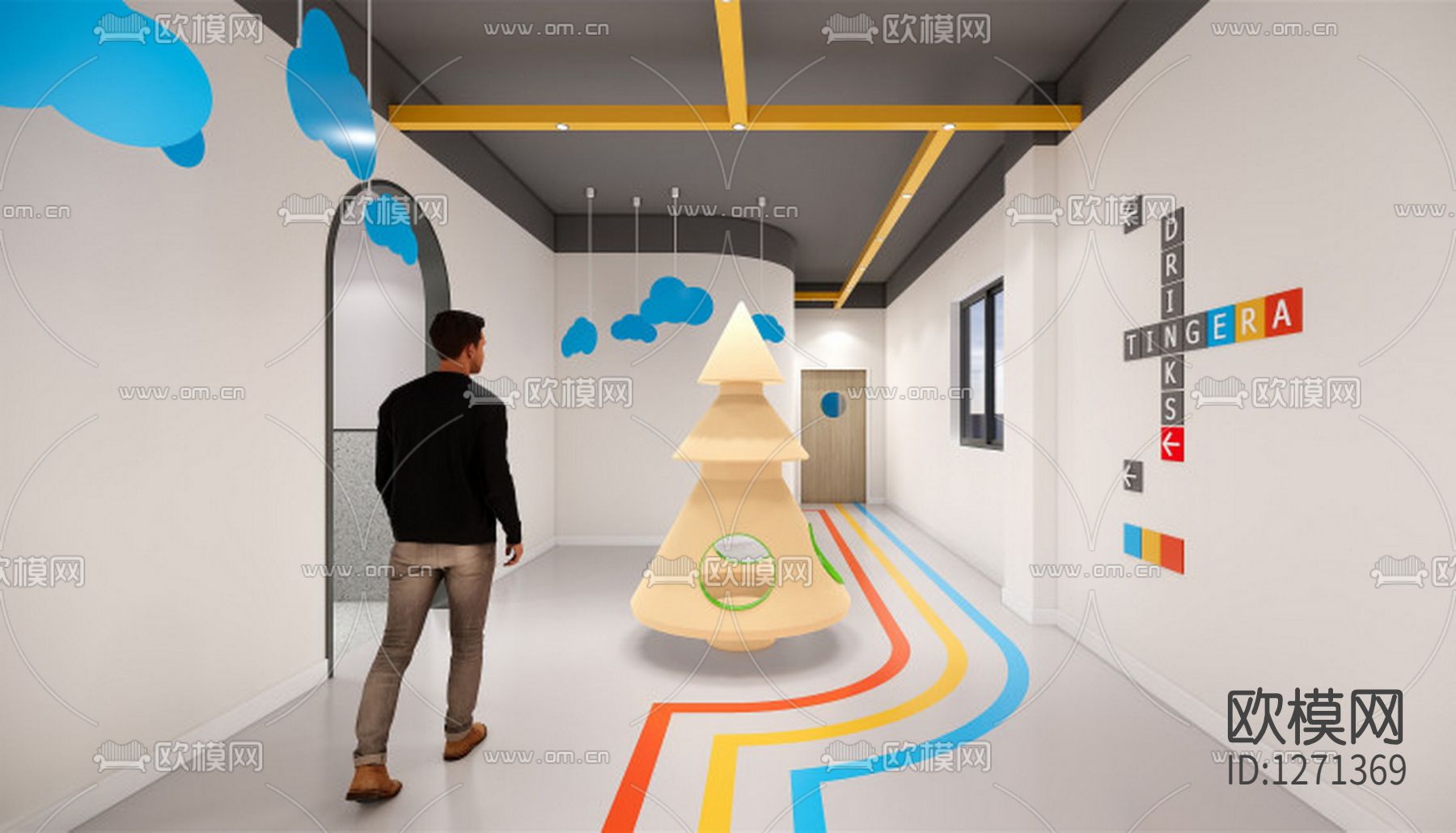 英语培训中心cad施工图下载（渲染图2）