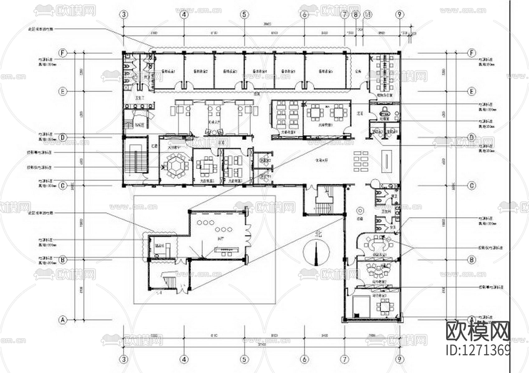 英语培训中心cad施工图下载（渲染图7）