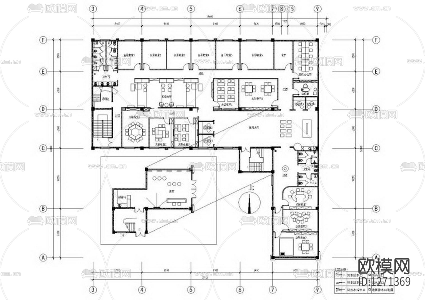 英语培训中心cad施工图下载（渲染图9）