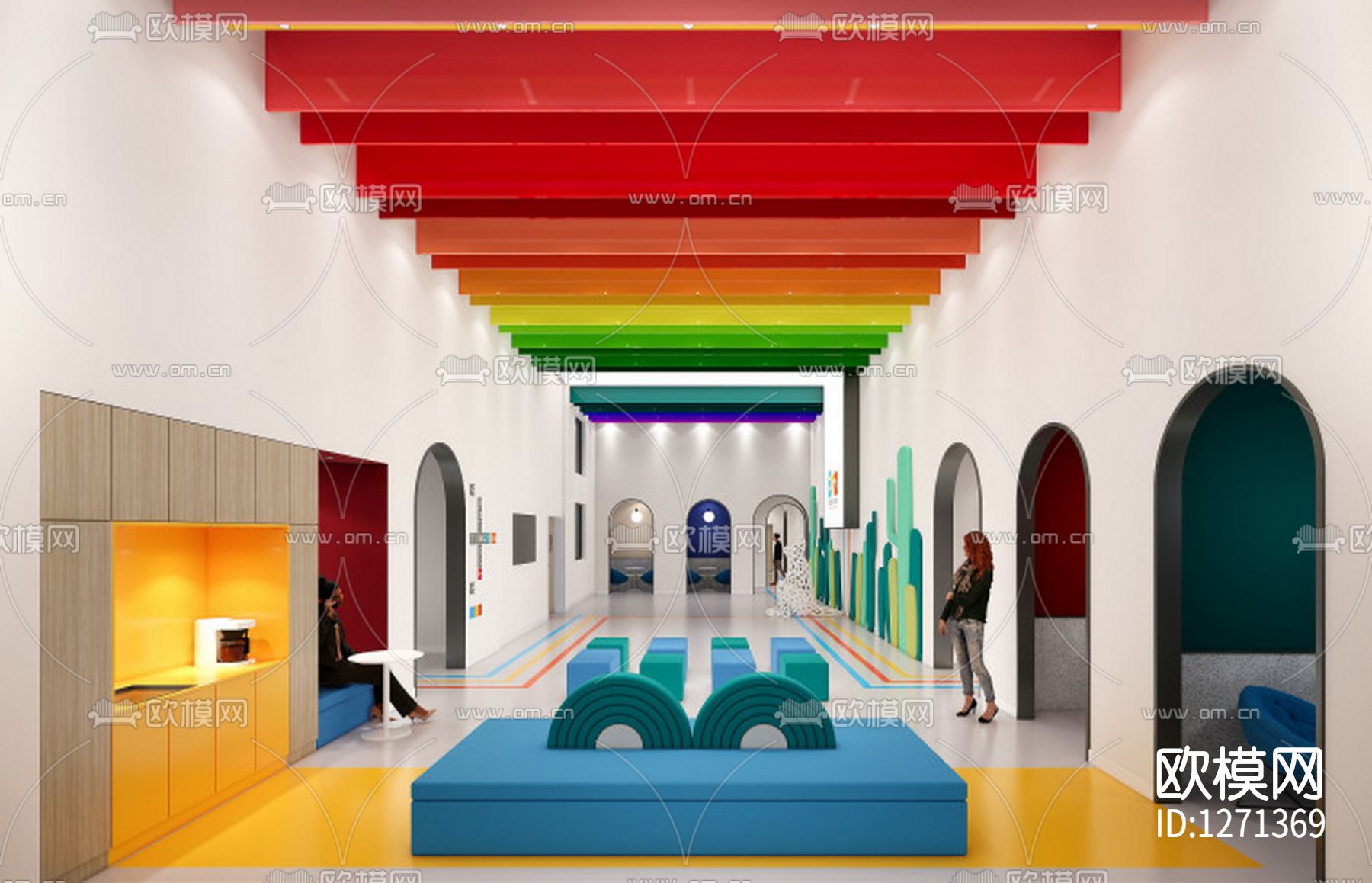 英语培训中心cad施工图下载（渲染图4）