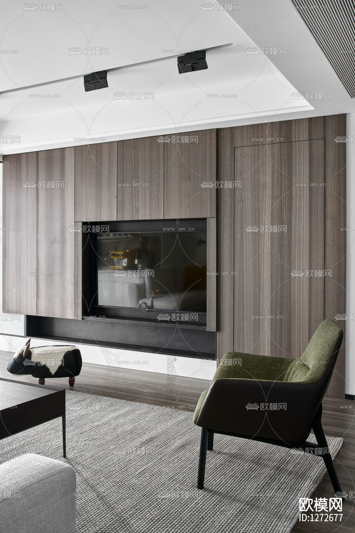 现代简约住宅cad施工图下载（渲染图8）