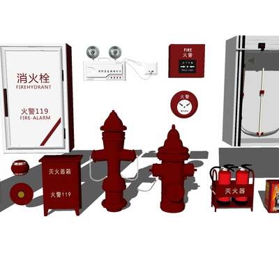  现代消防器材su模型 
