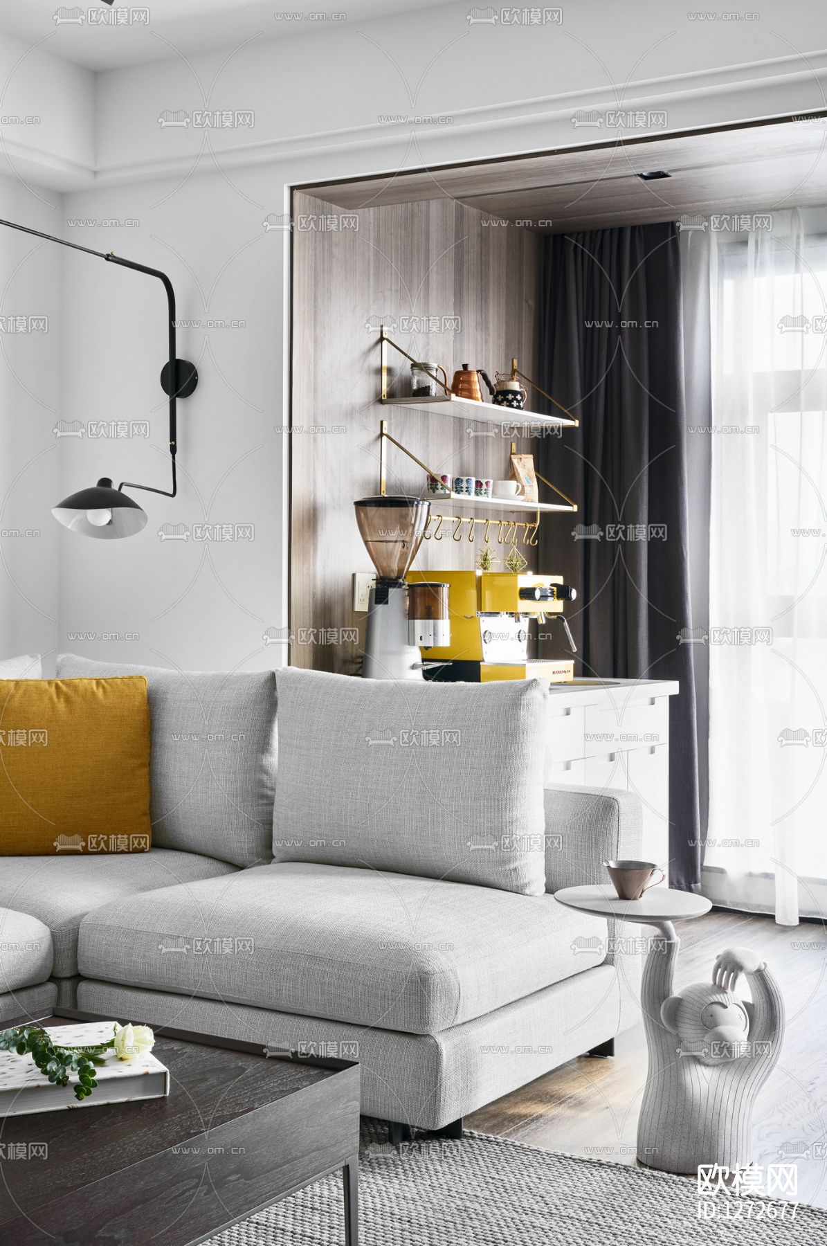 现代简约住宅cad施工图下载（渲染图6）