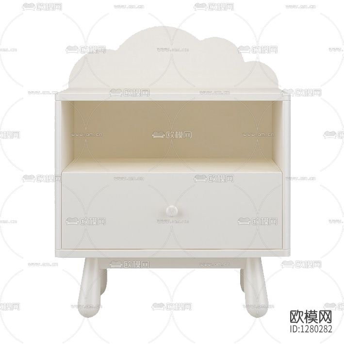 北欧云朵实木儿童床头柜