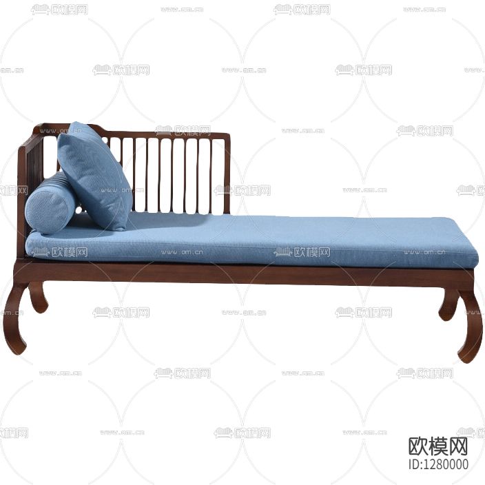 新中式实木布艺贵妃椅下载