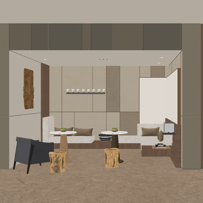  现代简约休闲区su模型 