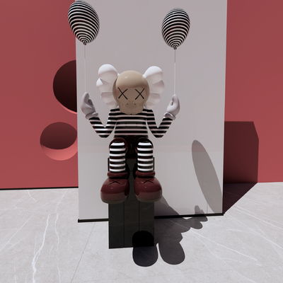  现代潮玩公仔雕塑su模型 