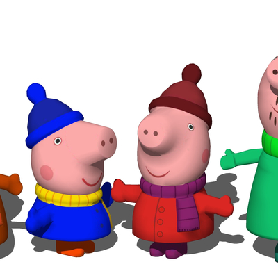  现代小猪佩奇儿童玩具su模型 