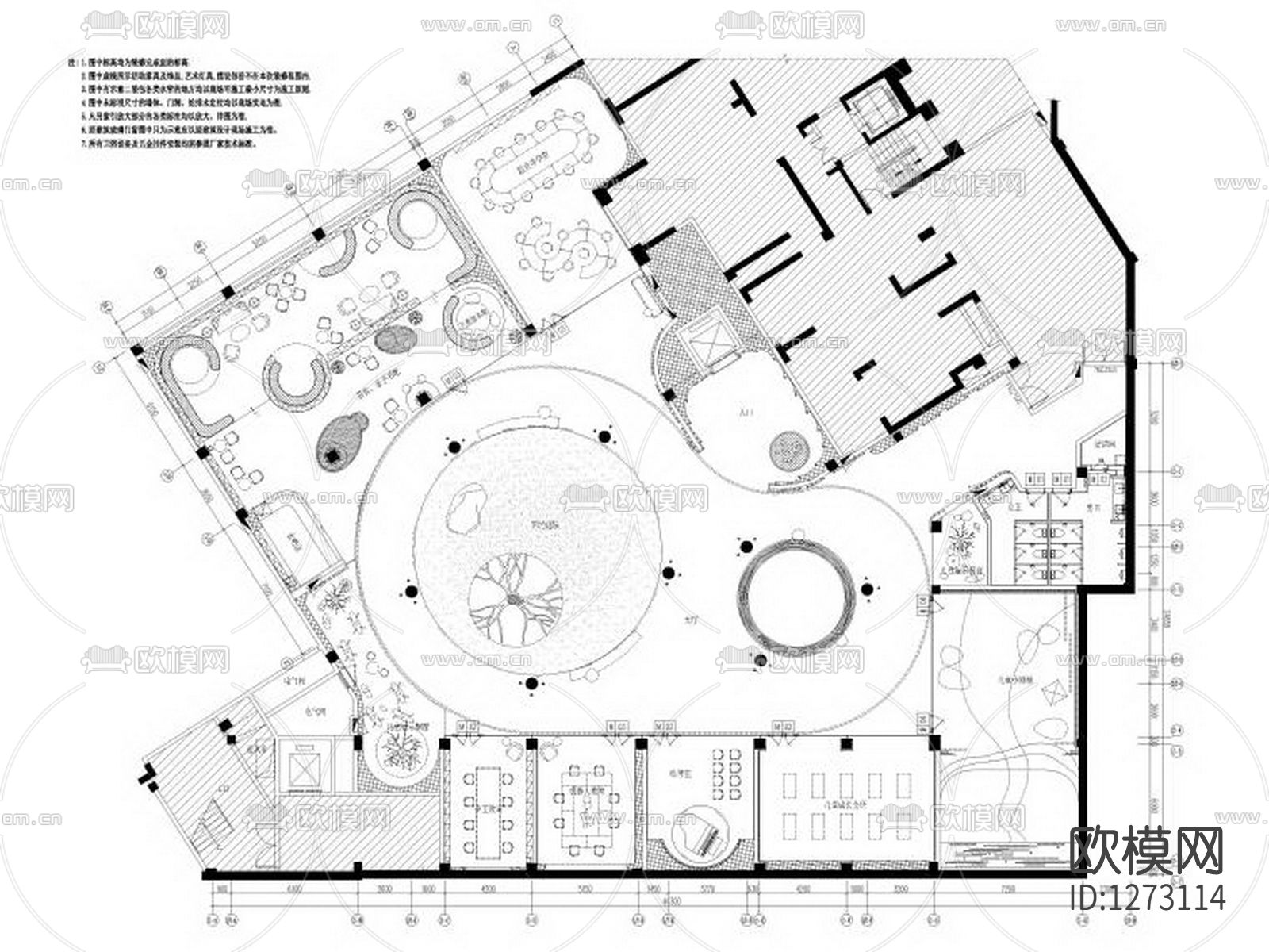 1000㎡建发央著销售中心cad施工图