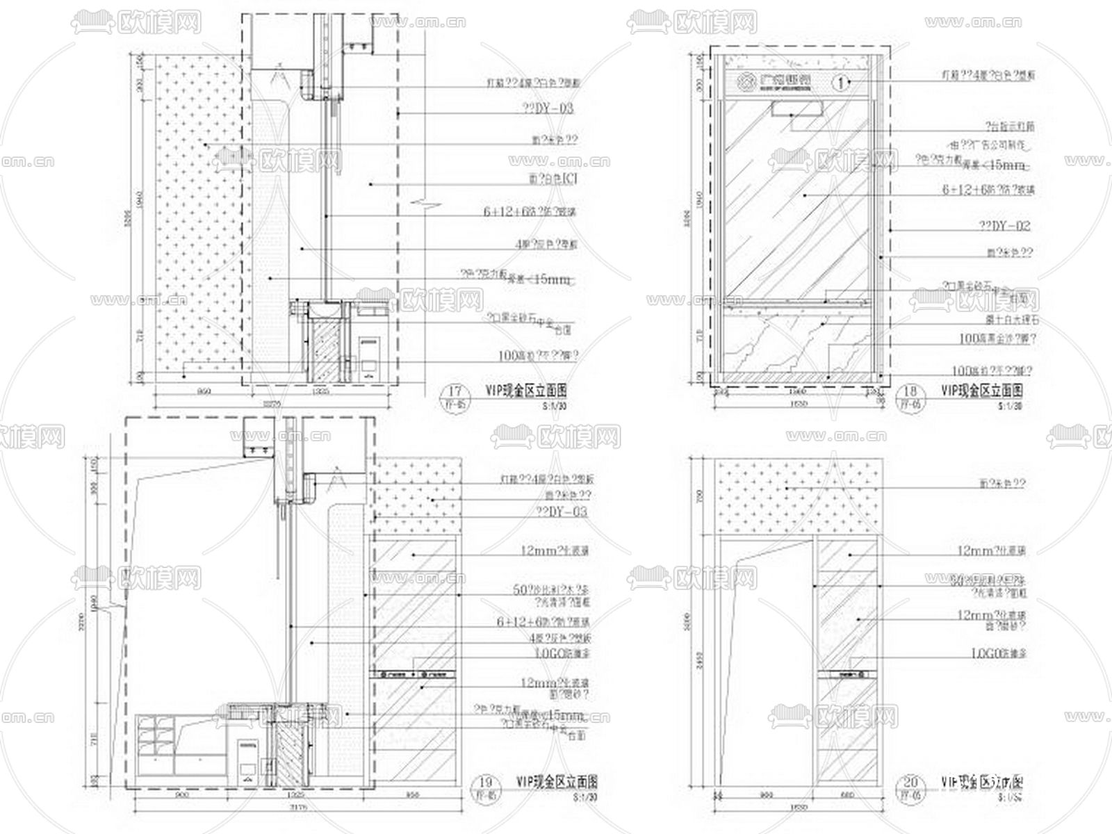 银行307㎡南沙支行设计cad施工图下载（渲染图9）