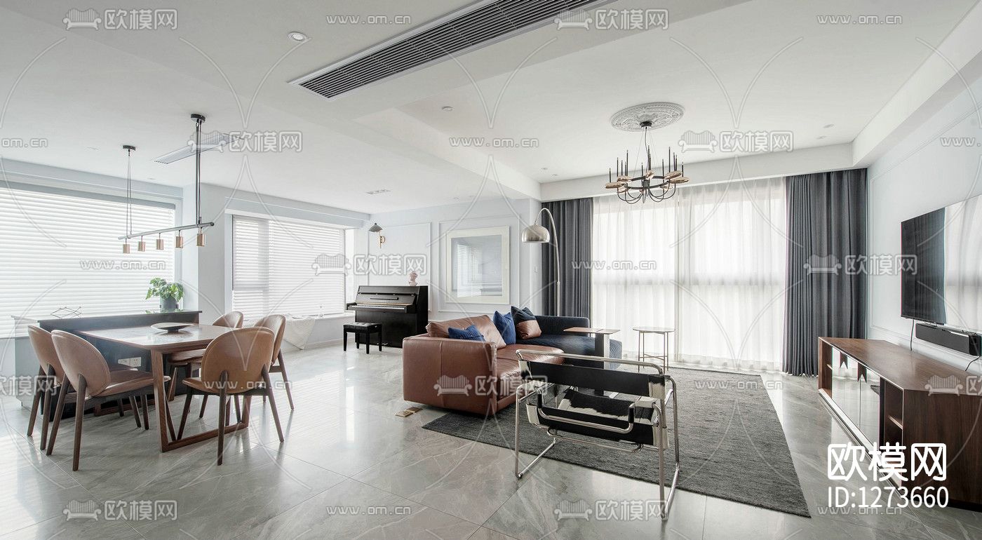 文青设计简约住宅全套cad施工图下载（渲染图5）