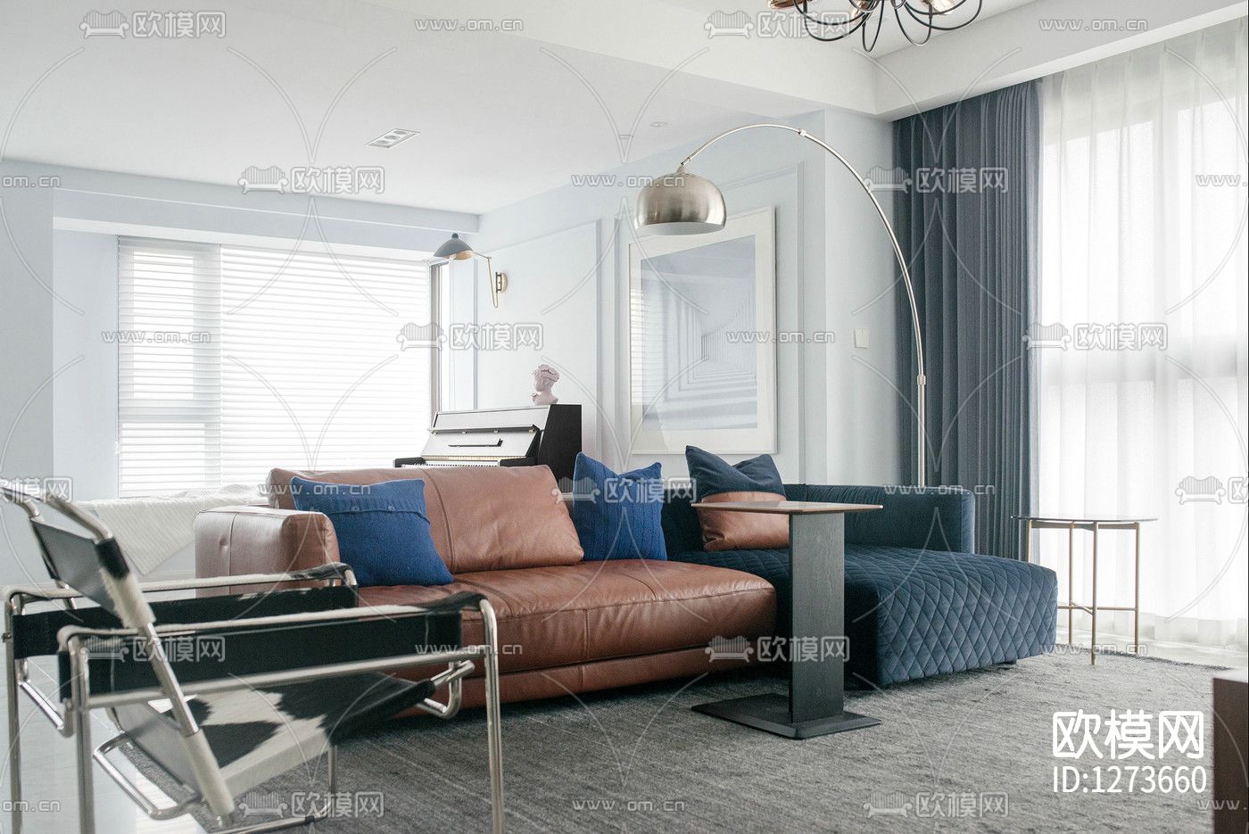 文青设计简约住宅全套cad施工图下载（渲染图3）