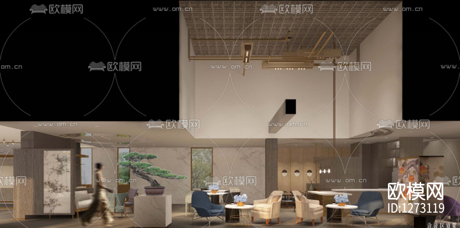 溪望售楼处室内设计cad施工图下载（渲染图7）