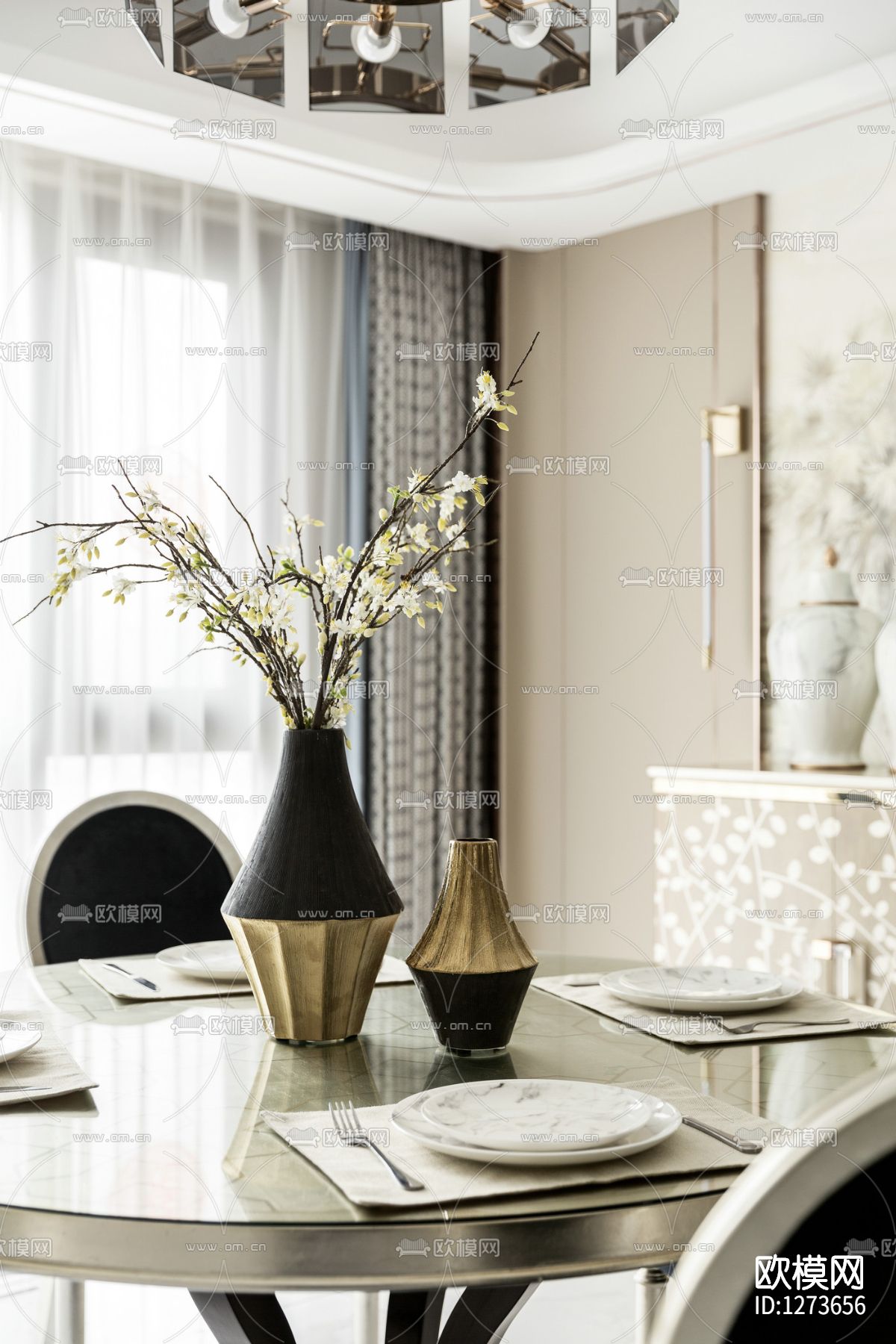 现代简约住宅全套cad施工图下载（渲染图4）