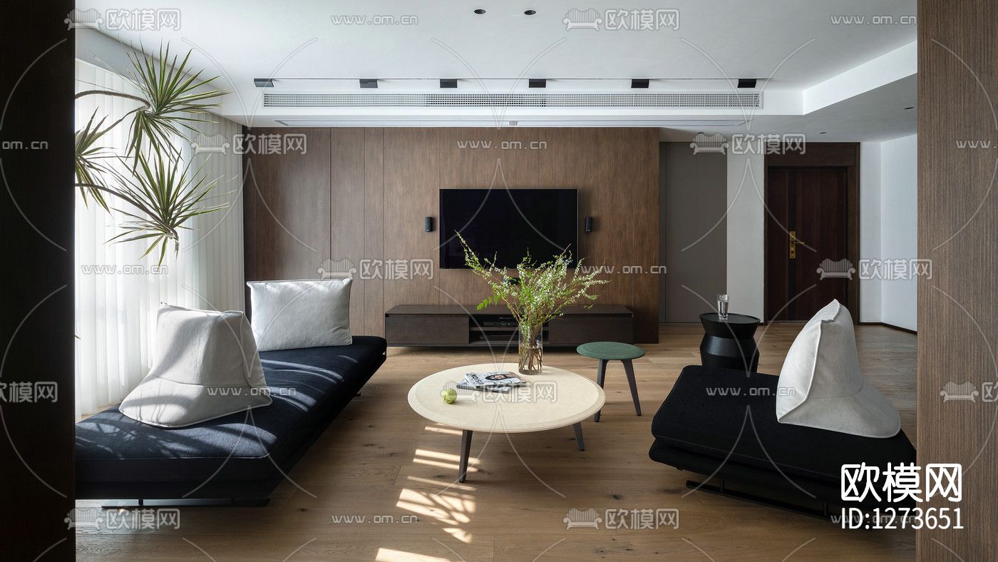 菲拉设计简约住宅全套cad施工图下载（渲染图2）