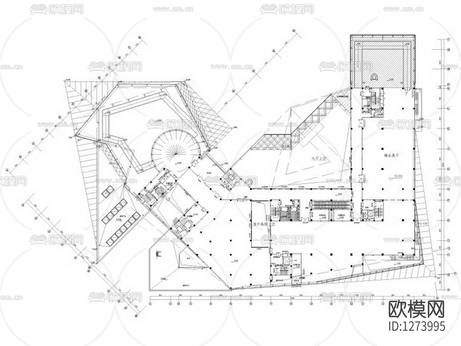 赣州博物馆三层展厅cad施工图下载（渲染图2）
