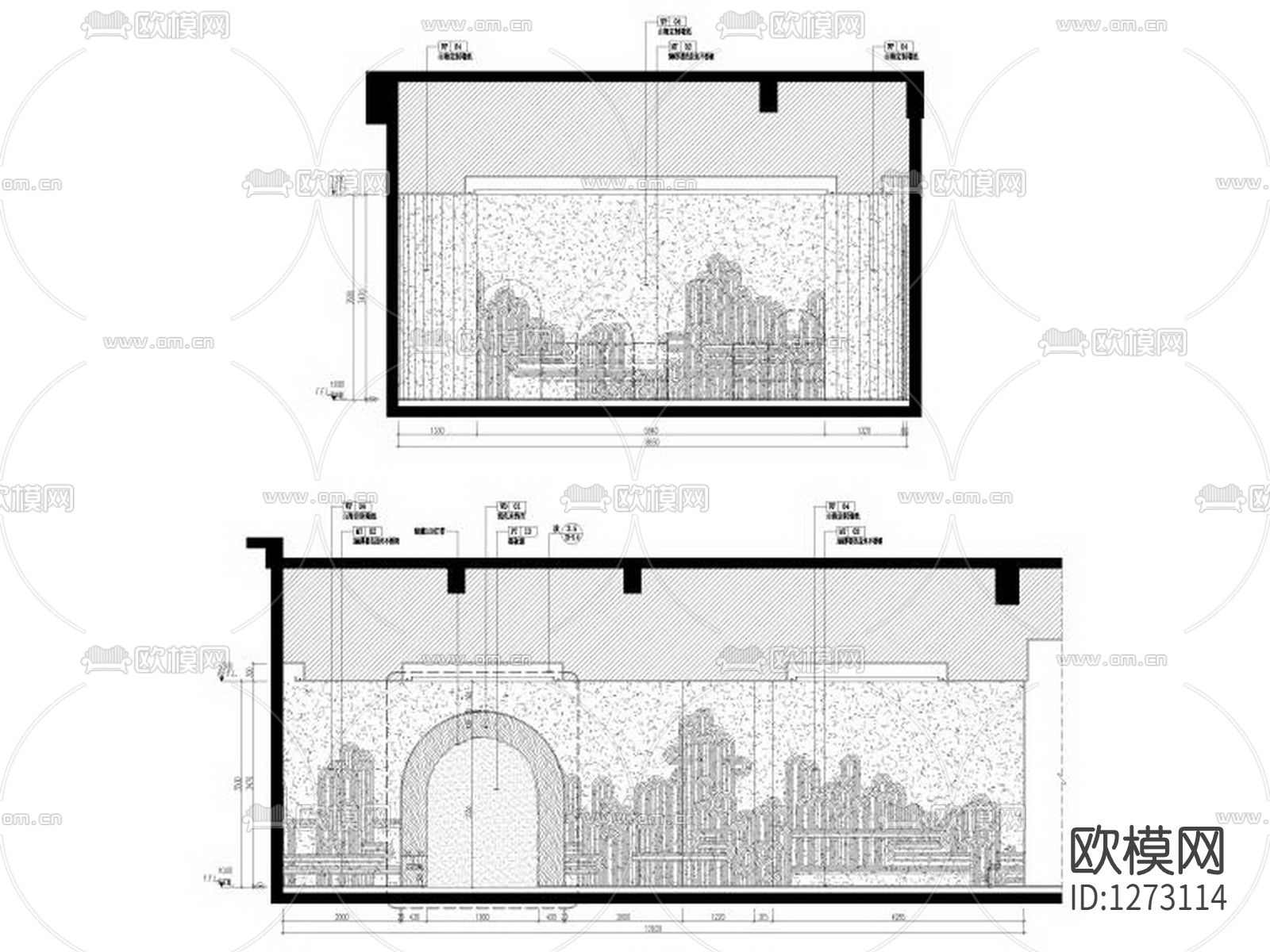 1000㎡建发央著销售中心cad施工图