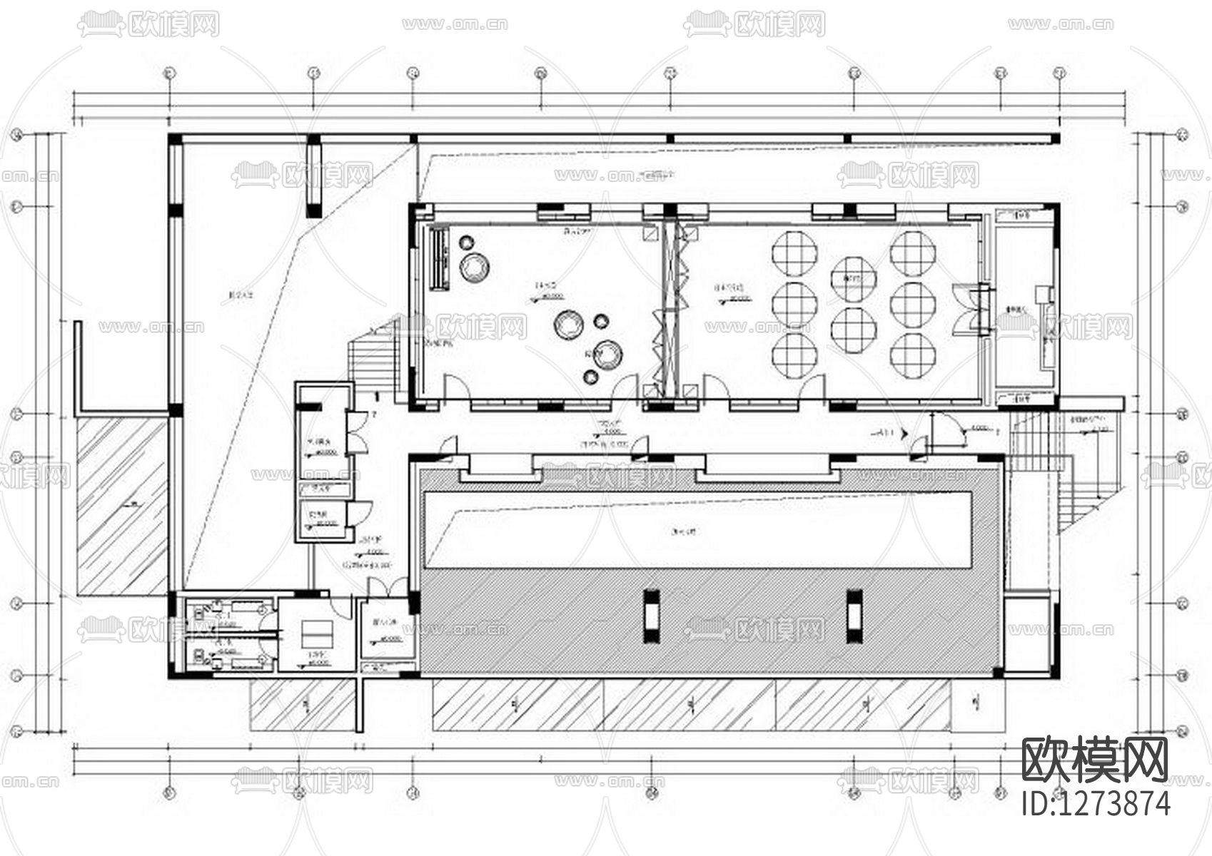会所cad施工图下载（渲染图7）