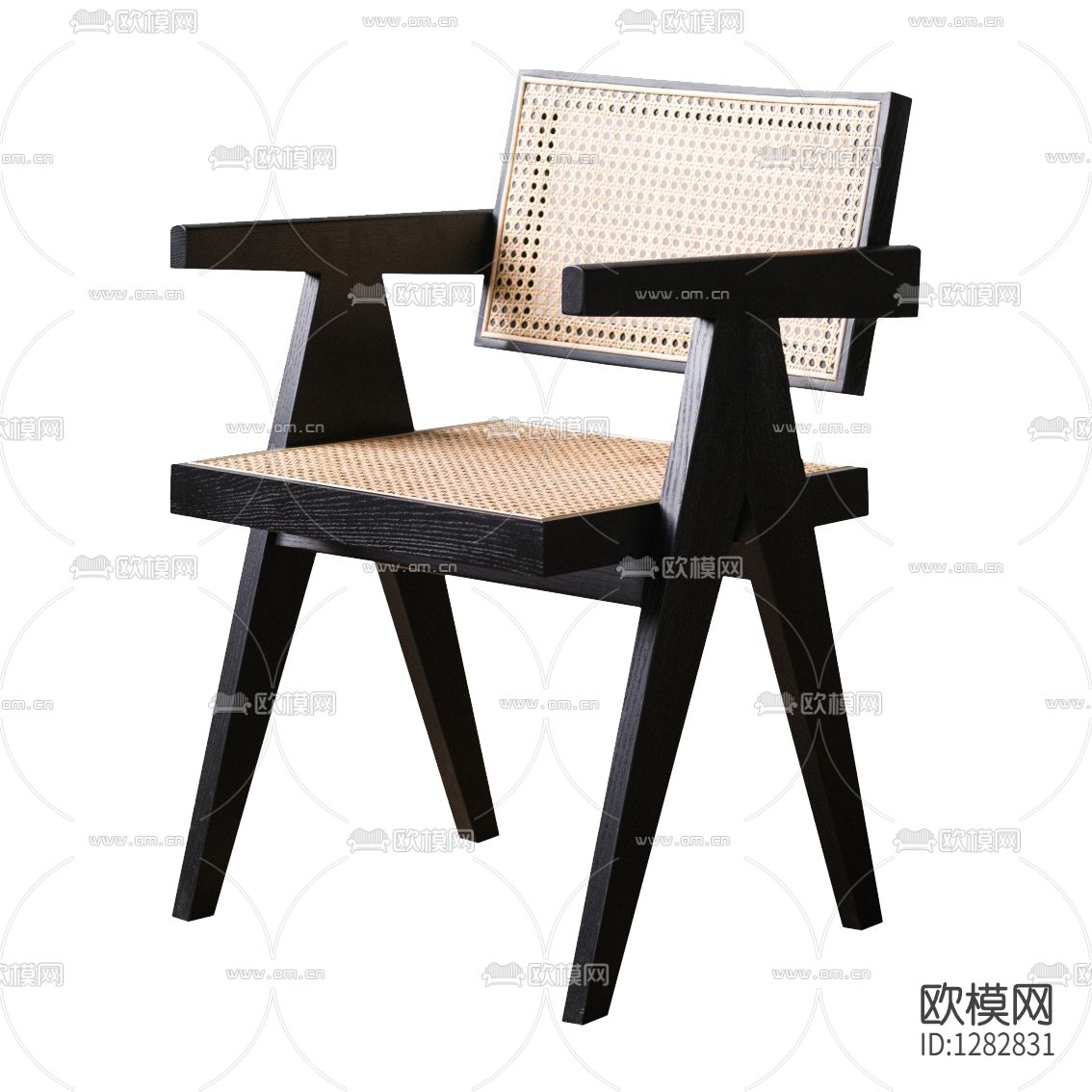 新中式实木藤编餐椅下载